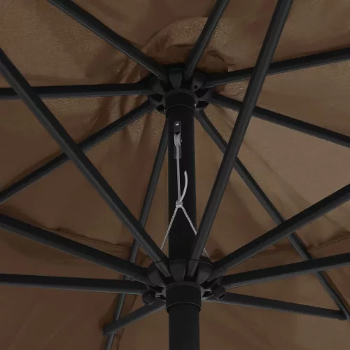 Tópszínű kültéri napernyő fémrúddal, 390 cm átmérőjű