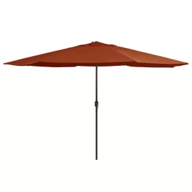 Terrakotta színű kültéri napernyő fémrúddal 390 cm