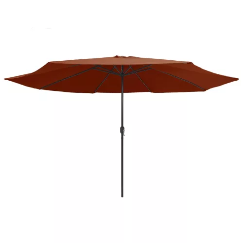 Terrakotta színű kültéri napernyő fémrúddal 390 cm