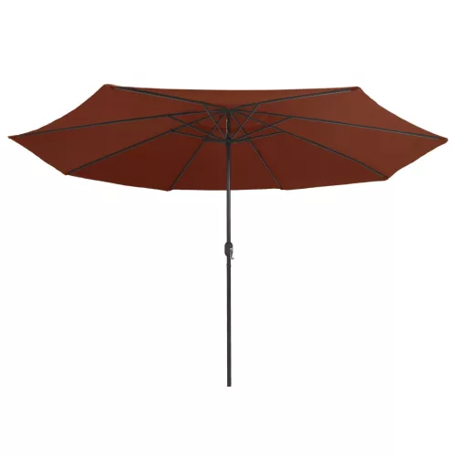 Terrakotta színű kültéri napernyő fémrúddal 390 cm