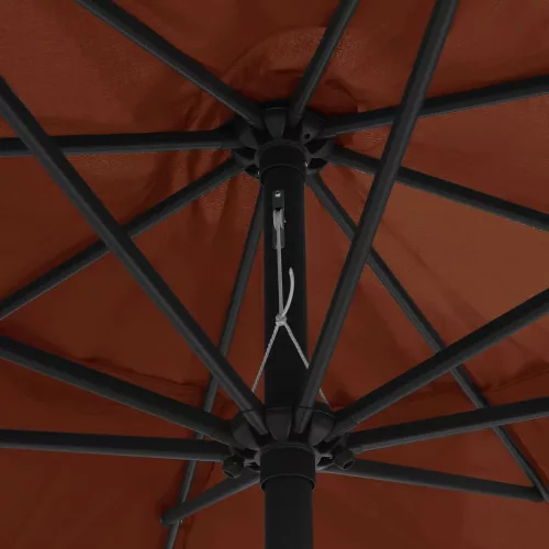 Terrakotta színű kültéri napernyő fémrúddal 390 cm