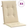 4 db bézs szövet kerti magas háttámlájú székpárna 120x50x3 cm