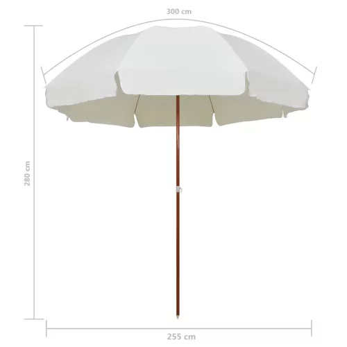 Homokszínű napernyő acélrúddal 300 cm