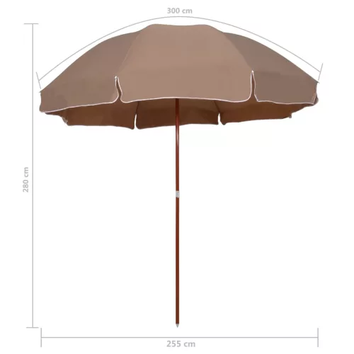 Tópszínű napernyő acélrúddal 300 cm