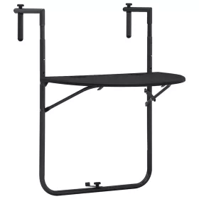   Fekete rattan hatású műanyag függő erkélyasztal 60x64x83,5 cm