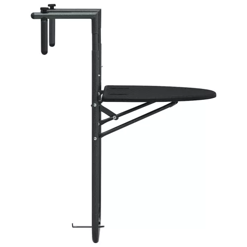 Fekete rattan hatású műanyag függő erkélyasztal 60x64x83,5 cm
