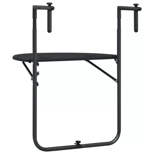 Fekete rattan hatású műanyag függő erkélyasztal 60x64x83,5 cm