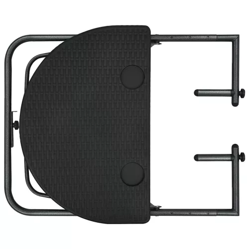 Fekete rattan hatású műanyag függő erkélyasztal 60x64x83,5 cm