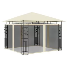   Krémszínű pavilon szúnyoghálóval 3 x 3 x 2,73 m 180 g/m²