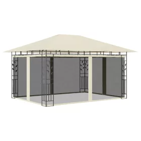   Krémszínű pavilon szúnyoghálóval 4 x 3 x 2,73 m 180 g/m²