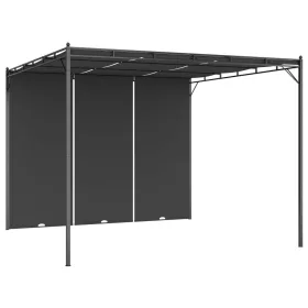   Antracitszürke kerti pavilon oldalfüggönnyel 3 x 3 x 2,25 m