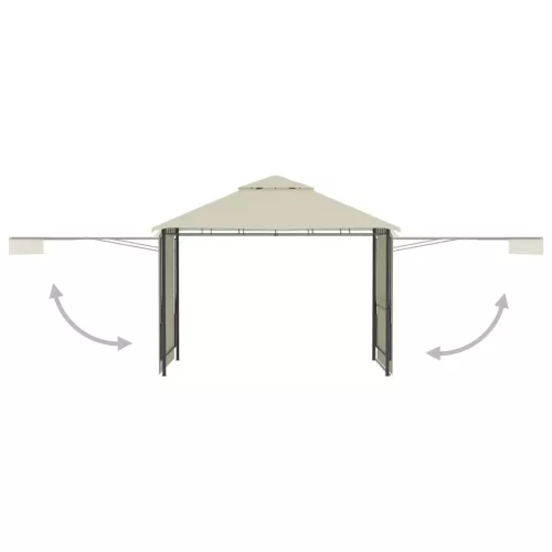 Krémszínű pavilon dupla kibővített tetővel 3x3x2,75 m 180 g/m²