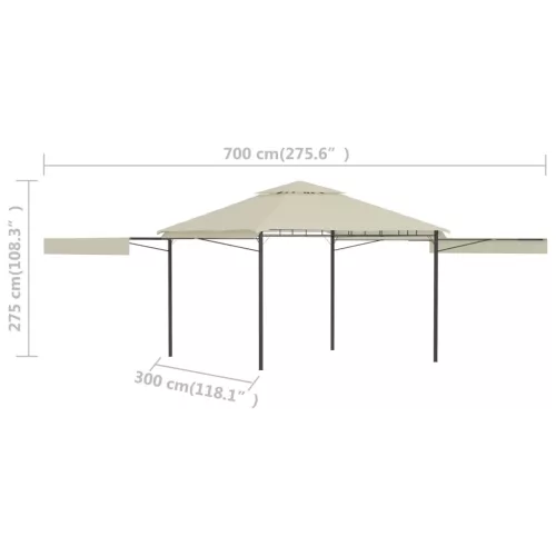 Krémszínű pavilon dupla kibővített tetővel 3x3x2,75 m 180 g/m²