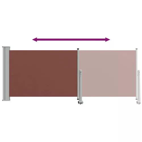 Barna behúzható oldalsó teraszi napellenző 100 x 300 cm