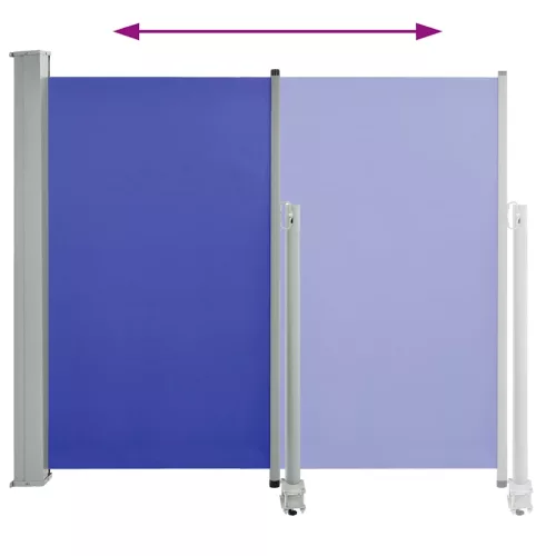 Kék behúzható oldalsó teraszi napellenző 120 x 300 cm