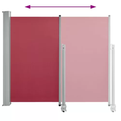 Piros behúzható oldalsó teraszi napellenző 120 x 300 cm