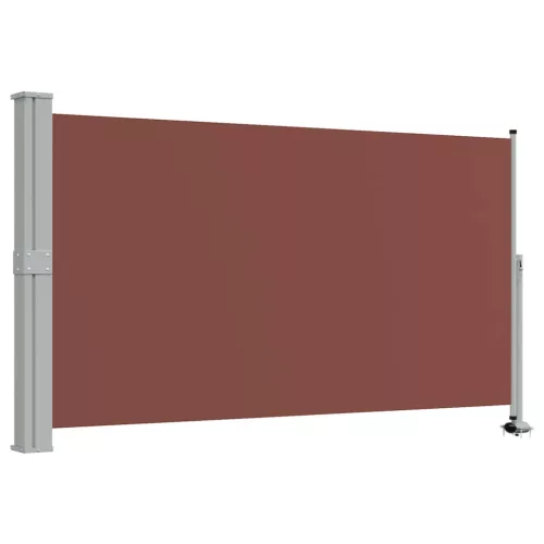 Barna behúzható oldalsó teraszi napellenző 140 x 300 cm