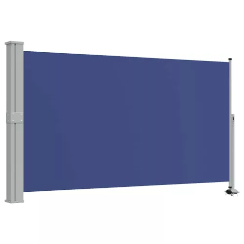 Kék behúzható oldalsó teraszi napellenző 140 x 300 cm