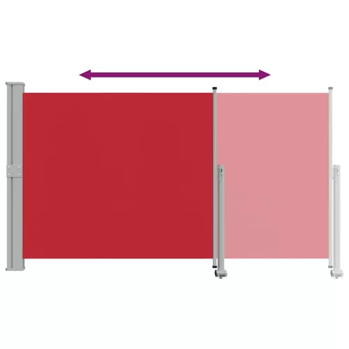 Piros behúzható oldalsó teraszi napellenző 140 x 300 cm