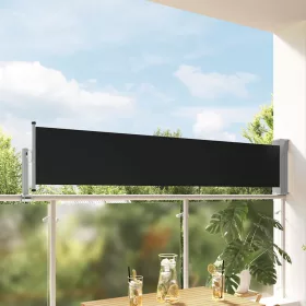 Fekete kihúzható oldalsó terasz napellenző 60 x 300 cm