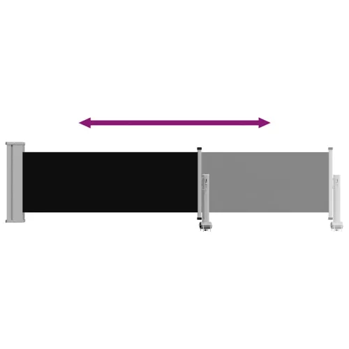 Fekete kihúzható oldalsó terasz napellenző 60 x 300 cm