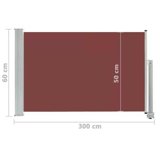 Barna kihúzható oldalsó terasz napellenző 60 x 300 cm