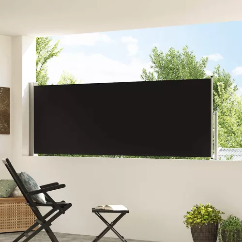 Fekete behúzható oldalsó teraszi napellenző 100 x 300 cm