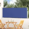 Kék behúzható oldalsó teraszi napellenző 100 x 300 cm