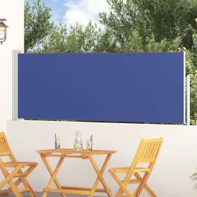 Kék behúzható oldalsó teraszi napellenző 100 x 300 cm