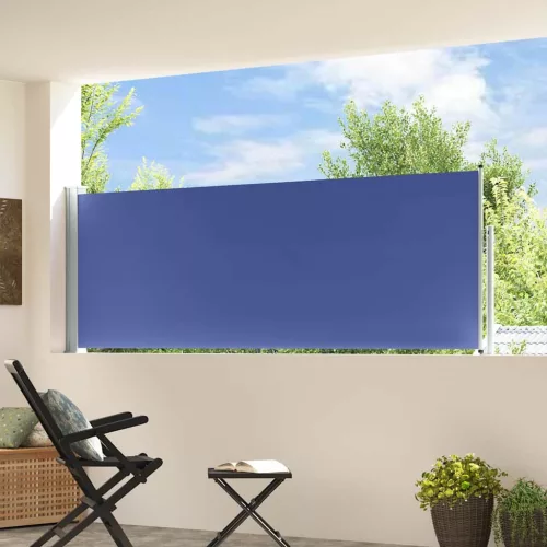 Kék behúzható oldalsó teraszi napellenző 100 x 300 cm