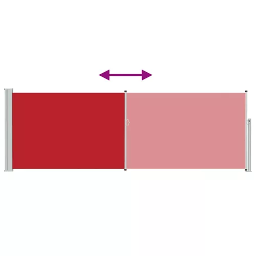 Piros behúzható oldalsó teraszi napellenző 100 x 300 cm