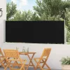 Fekete behúzható oldalsó teraszi napellenző 100 x 500 cm