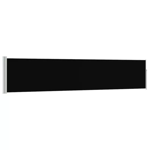 Fekete behúzható oldalsó teraszi napellenző 100 x 500 cm