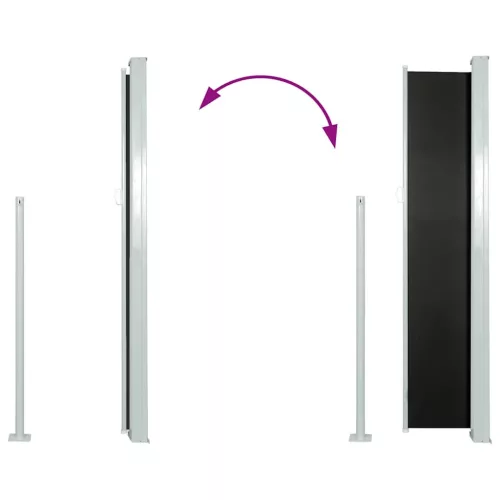 Fekete behúzható oldalsó teraszi napellenző 100 x 500 cm