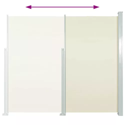 Krémszínű behúzható oldalsó teraszi napellenző 100 x 500 cm