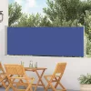 Kék behúzható oldalsó teraszi napellenző 100 x 500 cm