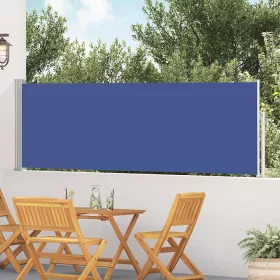 Kék behúzható oldalsó teraszi napellenző 100 x 500 cm