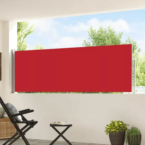 Piros behúzható oldalsó teraszi napellenző 100 x 500 cm