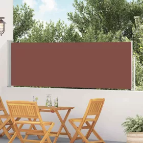 Barna behúzható oldalsó teraszi napellenző 100 x 500 cm