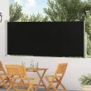 Fekete behúzható oldalsó teraszi napellenző 120 x 500 cm