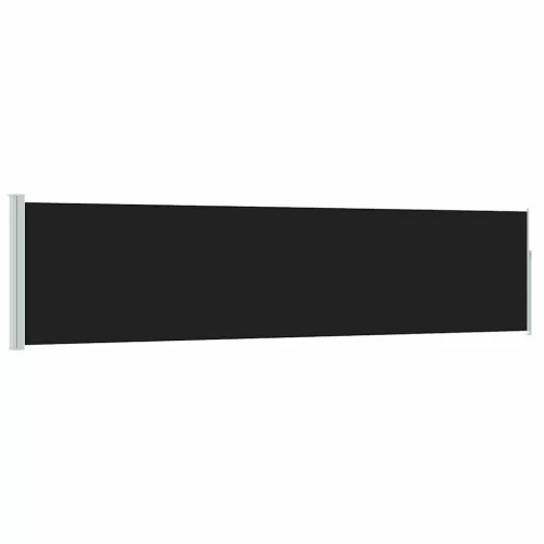 Fekete behúzható oldalsó teraszi napellenző 120 x 500 cm