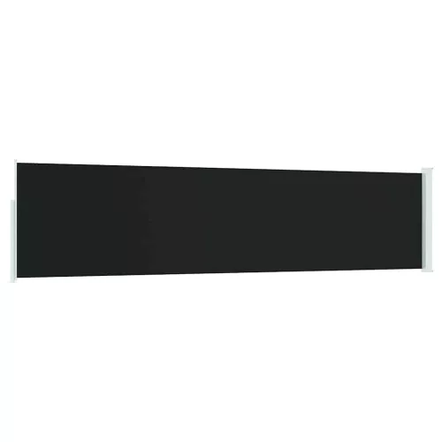 Fekete behúzható oldalsó teraszi napellenző 120 x 500 cm