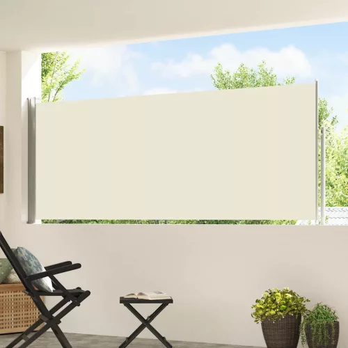Krémszínű behúzható oldalsó teraszi napellenző 120 x 500 cm