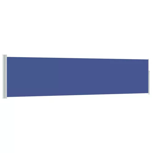 Kék behúzható oldalsó teraszi napellenző 120 x 500 cm