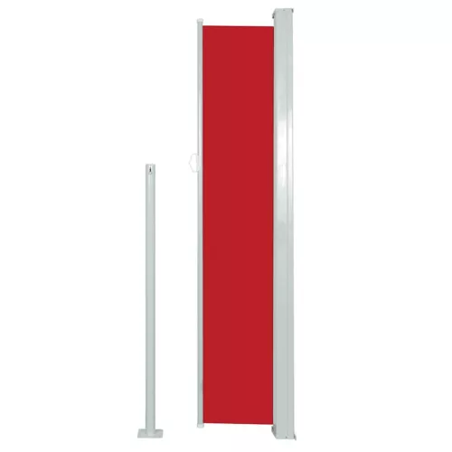 Piros behúzható oldalsó teraszi napellenző 120 x 500 cm