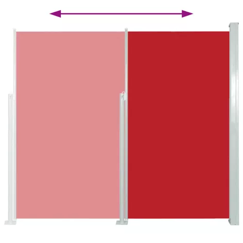 Piros behúzható oldalsó teraszi napellenző 120 x 500 cm