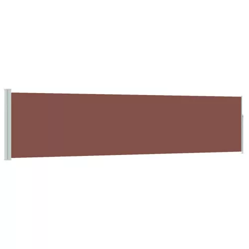 Barna behúzható oldalsó teraszi napellenző 120 x 500 cm