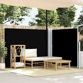 Fekete behúzható oldalsó napellenző 140 x 600 cm