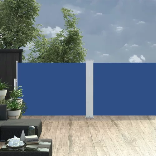 Kék behúzható oldalsó napellenző 100 x 1000 cm