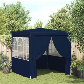 Kék rendezvénysátor oldalfalakkal 2,5 x 2,5 m 90 g/m²